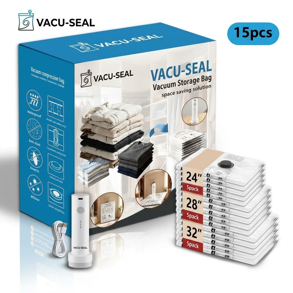 Vacuum Storage Bag Set – 15 Pack